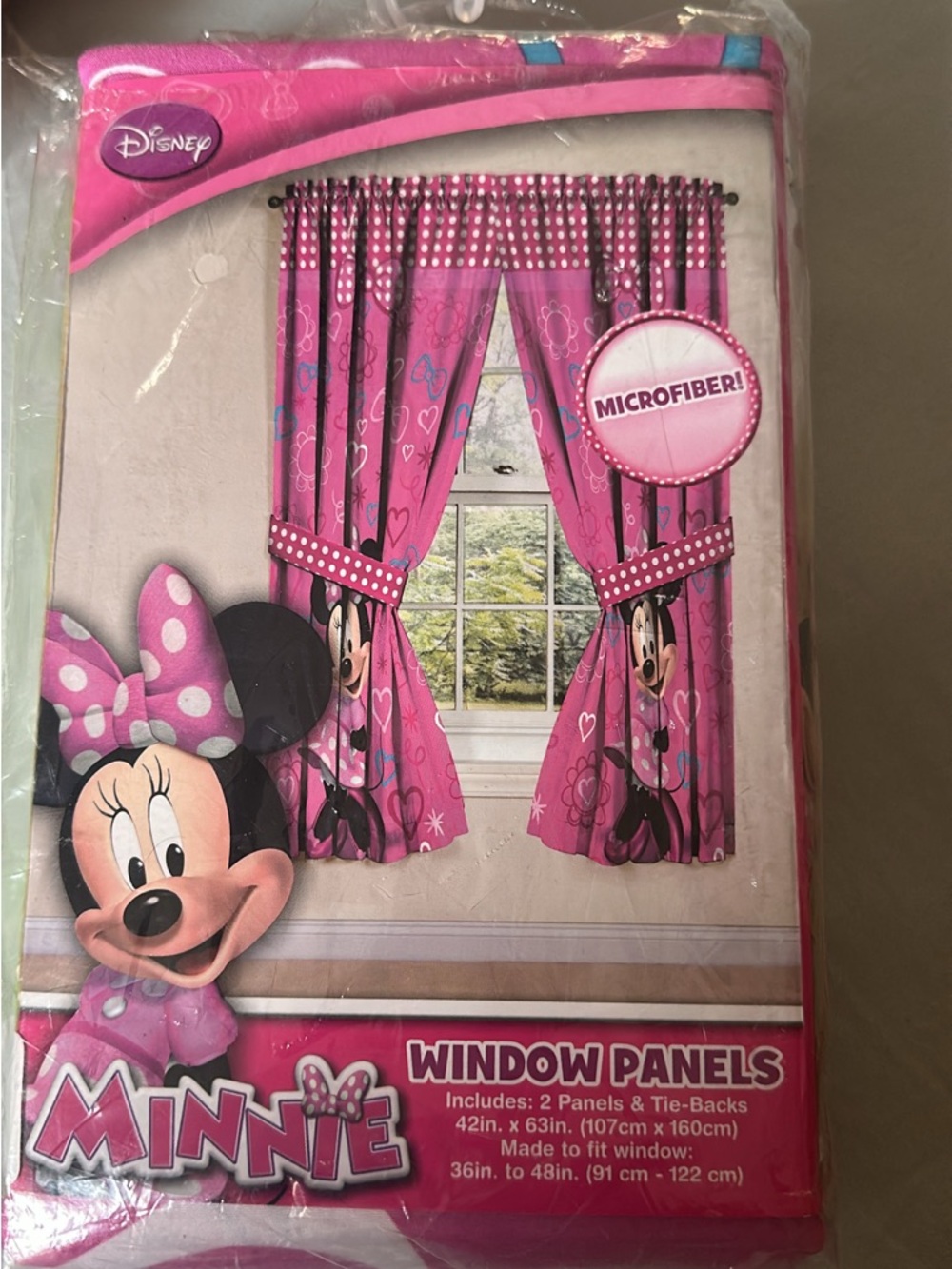 Disney Minnie Mouse Pink Window Curtain Panels - 2 Pack